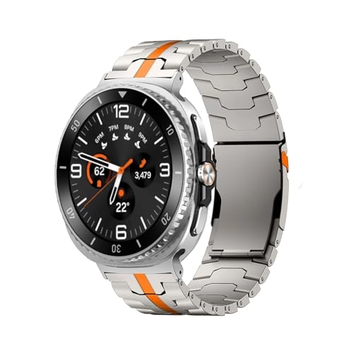 Titanband passend for Samsung Galaxy Watch 8 Classic 46 mm Armband Handgelenkzubehör(Titanium orange,For Galaxy 8 40mm 44mm) von EMAIGlPO