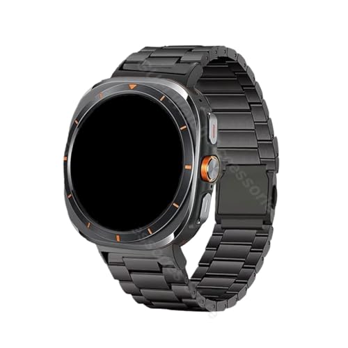 Titanband passend for Samsung Galaxy Watch Ultra 47 mm Armband passend for GALAXY ULTRA 47 MM Keine Lücken Gebogenes Ende Herrenarmband Correa(Black) von EMAIGlPO