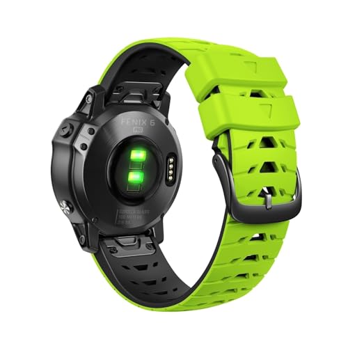 Trapezförmiges Silikonarmband mit Schnellverschluss, passend for das Armband for Garmin Fenix8/7/x6/5/Forerunner 955(Green-Black) von EMAIGlPO