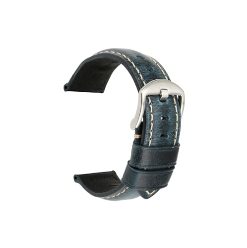 Uhr Zubehör 20mm 22mm 24mm Vintage Kuh Leder Uhr Band Fit for Panerai Fossil Armband(Blue S,22mm) von EMAIGlPO