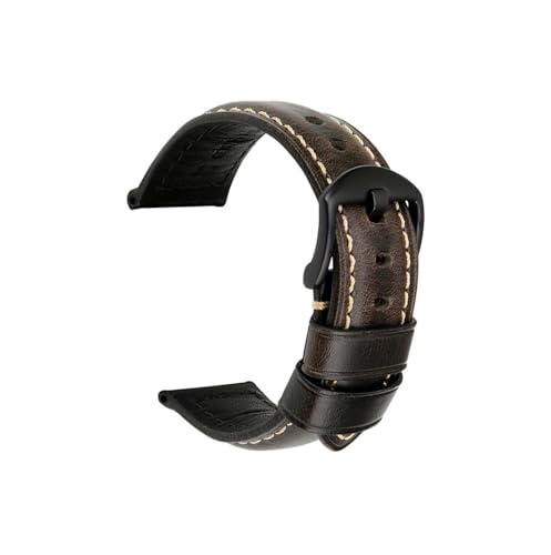 Uhr Zubehör 20mm 22mm 24mm Vintage Kuh Leder Uhr Band Fit for Panerai Fossil Armband(Light Black B,24mm) von EMAIGlPO