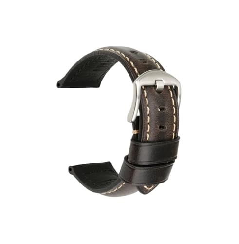 Uhr Zubehör 20mm 22mm 24mm Vintage Kuh Leder Uhr Band Fit for Panerai Fossil Armband(Light Black S,26mm) von EMAIGlPO