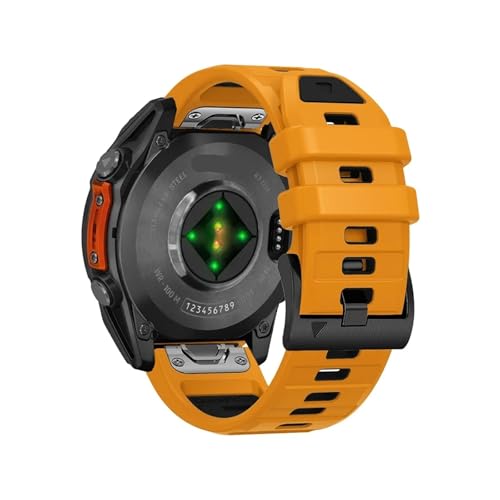 Uhrenarmband passend for Garmin Fenix ​​8 47 mm 51 mm E 7 7X 6 6X 5 5X Plus/Enduro 3 Silikonarmband for Epix Pro Quick Fit 26 mm 22 mm(Orange Black,QuickFit 22mm) von EMAIGlPO