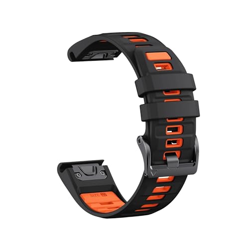 Zweifarbiges Silikonarmband passend for Garmin Fenix ​​E 8 7X 7 6 6X/Epix Pro Gen 2/Tactix Uhrenarmband(Black Orange,26mm-Fenix 6X 6X PRO) von EMAIGlPO