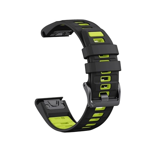 Zweifarbiges Silikonarmband passend for Garmin Fenix ​​E 8 7X 7 6 6X/Epix Pro Gen 2/Tactix Uhrenarmband(Black green,22mm-Epix Pro 47mm) von EMAIGlPO