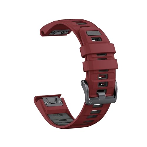 Zweifarbiges Silikonarmband passend for Garmin Fenix ​​E 8 7X 7 6 6X/Epix Pro Gen 2/Tactix Uhrenarmband(Wine red ink gray,26mm-Fenix 6X 6X PRO) von EMAIGlPO