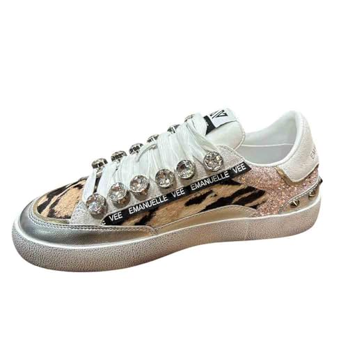Scarpe donna sneaker Emanuélle Vee Soledad all strass in pelle laminata/ multi/ zebra DS25EV06 451P-300-12-P005CB MSL 38 von EMANUELLE VEE