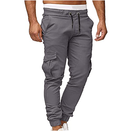 Cargo Hose Herren Casual Baumwolle Sweatpants Vintage Einfarbig Sporthose Lang Regulär Fit Cargohose mit 6 Taschen Freizeithose Loose Fit Arbeitshose Weich Bequem Jogginghose für Männer von EMATOP