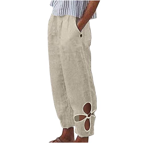 Damen Leichte Baggy Leinenhose Sommer Weite Beine Hose High Waist Haremshose Casual Loose Fit Stoffhose Baumwolle Leinen Caprihose mit Taschen Freizeithose Warehouse Deal Damen Leichte Baggy Leinenhose Sommer Weite Beine Hose High Waist Haremshose Casual Loose Fit Stoffhose Baumwolle Leinen Caprihose mit Taschen Freizeithose Warehouse Deal von EMATOP