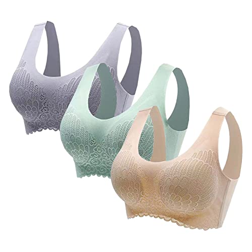 EMATOP 1/2/3er Sport BHS für Damen ohne Bügel Bustier Push Up Bra Spitze Klassische Bustiers Top Weich Seamless Stretch Unterwäsche Yoga Einfarbig Klassische BH Angebote des Tages Heute von EMATOP