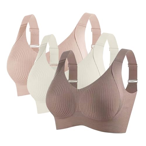 EMATOP 3er Pack BH Damen ohne Bügel Brüste Sport Push Up BHS Nahtlose Unterwäsche Weich Bequem Bralette Baumwolle Einfarbig Crop Top Klassische Verstellbarer Bra für Yoga Fitness Joggen von EMATOP