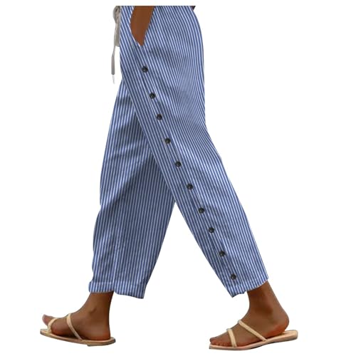 EMATOP 7/8 Leinenhose Damen Sommer Leicht Sporthose Baumwolle Leinen Stoffhose Lockere Einfarbig Sommerhose Lässig High Waist Strandhose mit Taschen Freizeithose Elegant Haremshose für Frauen EMATOP 7/8 Leinenhose Damen Sommer Leicht Sporthose Baumwolle Leinen Stoffhose Lockere Einfarbig Sommerhose Lässig High Waist Strandhose mit Taschen Freizeithose Elegant Haremshose für Frauen von EMATOP