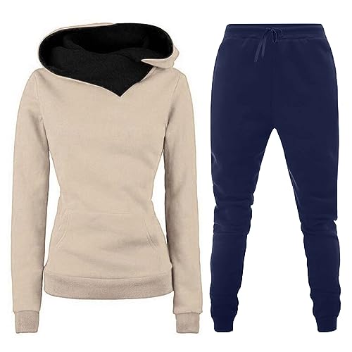 EMATOP Activewear-Sets für Damen Hausanzug Sport Langarm Sweatshirt und Sporthose Jogginganzug Casual Einfarbig Sportanzug Herbst Winter Warm Hoodie Kapuzenpullover + Lang Hosen Yoga Outfit von EMATOP