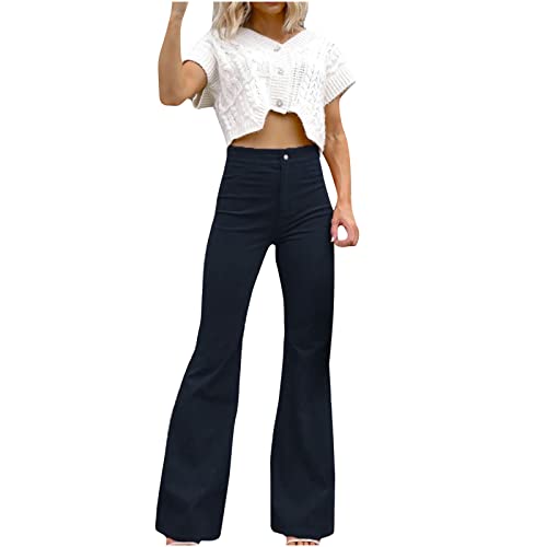 EMATOP Amazon Warehouse Deal Damen Cord Schlaghose Lang Elegant Sommerhose Vintage High Waist Freizeithose Casual Einfarbig Outdoorhose Baumwolle Stoffhose mit Taschen Sporthose Jogginghose von EMATOP