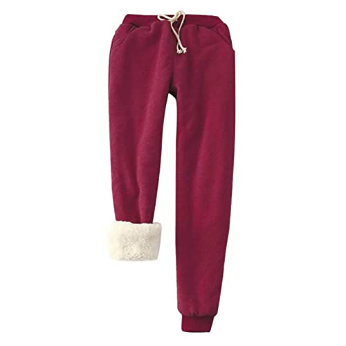 EMATOP Angebot Jogginghose Damen Warme Fleece Sporthosen Winter Thermo Gefütterte Sweatpants Lang Baumwolle Freizeithose Elastische Taille Laufhose mit Taschen Yogahose von EMATOP