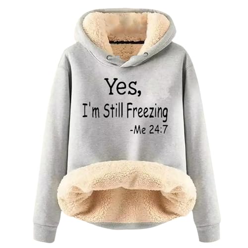 EMATOP Hoodie Damen Fleece Gefütterte Sweatshirt Winter Warm Pullover mit Kapuze Fleecepullover Kuschelig Innenfutter Kapuzenpullover Casual Sportlich Langarmshirt Langarm Baumwolle Pulli Jumper von EMATOP