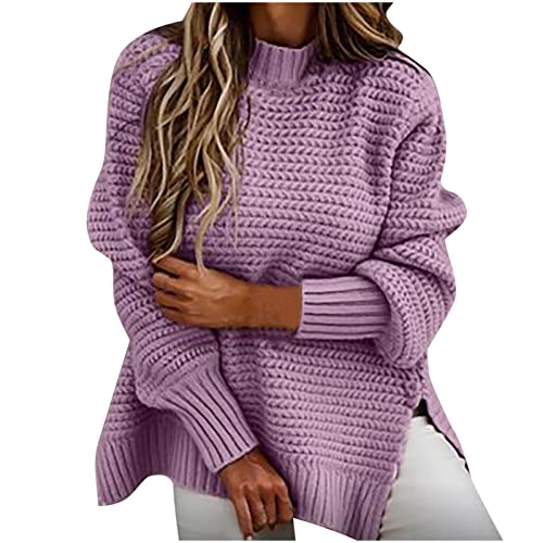 EMATOP Angebote Pullover Damen Elegant Langarm Strickpullover Warm Grobstrick Sweatshirt Lässiges Lose Strickpulli Oberteile Rundhals Einfarbig Winterpullover Weich Bequem Langarmshirt Winter von EMATOP