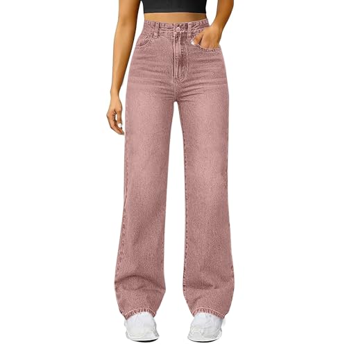 EMATOP Baggy Jeans Damen High Waist Jeanshose Casual Denim Hosen Elegant Lang Freizeithose mit Taschen Denimhose Weites Bein Schlaghose Baumwolle Bequem Jogginghose Leichte Sport Outdoorhose von EMATOP