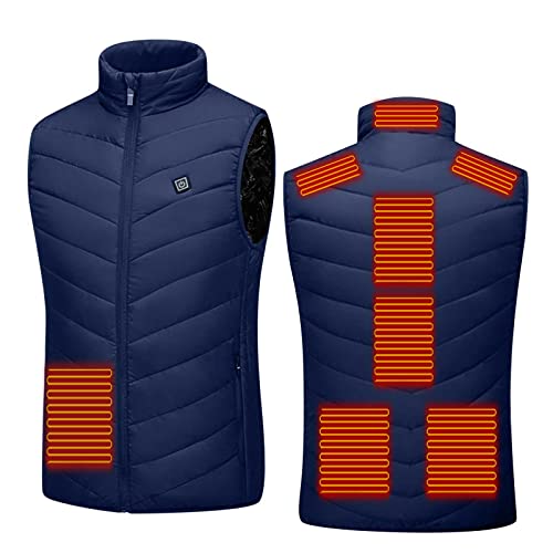 Beheizbare Weste Herren Damen Warm Winter Heizweste Elektrisch Heheizte Jacke Leichte Sport Wärmeweste Ärmellose Outdoor Daunenweste Stehkragen Heizjacke Einstellbar Temperatur Steppweste von EMATOP