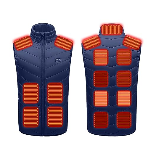 Beheizbare Weste Warm Heizweste für Damen Herren Mode Ärmellos Wärmeweste mit 3 Einstellbar Temperatur Heizjacke 13 Heizzone Heizmantel Winter Stehkragen Wärmejacke Funktionsjacke von EMATOP