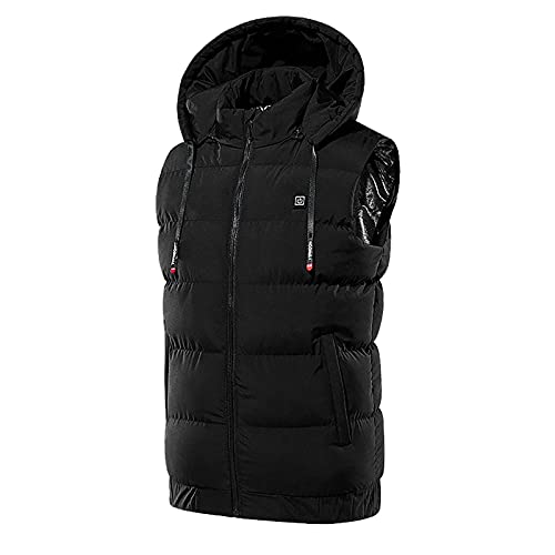 EMATOP Beheizte Weste Unisex Heizweste Winter Warm Beheizbare Jacke mit Kapuze USB Aufladung Elektrische Heizmantel mit 3 Temperaturstufen Mehr Heizzonen Winterjacke für Reiten Skifahren von EMATOP