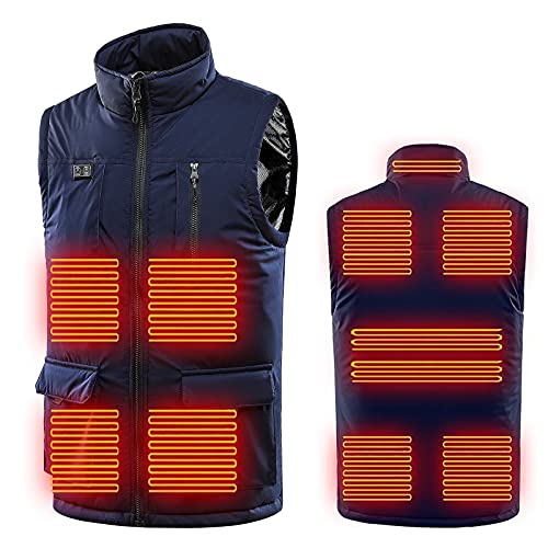 EMATOP Beheizte Weste Unisex Heizweste Winter Warm Beheizbare Jacke mit Kapuze USB Aufladung Elektrische Heizmantel mit 3 Temperaturstufen Mehr Heizzonen Winterjacke für Reiten Skifahren von EMATOP