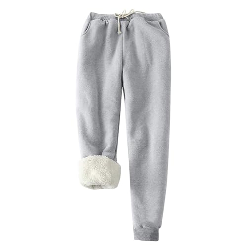 Jogginghose Damen Warme Fleece Sporthosen Winter Thermo Gefütterte Sweatpants Lang Baumwolle Freizeithose Elastische Taille Laufhose mit Taschen Yogahose Casual Sport Leggings Outdoor von EMATOP