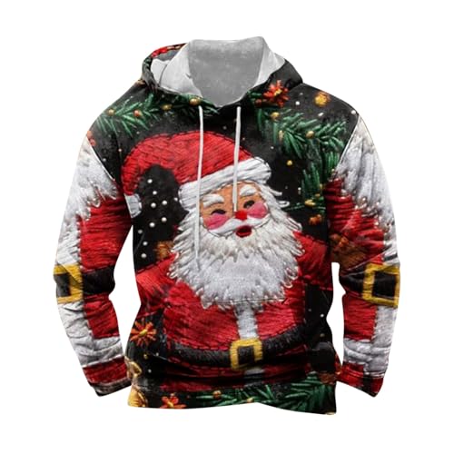 EMATOP Black Friday Angebote 2023 Weihnachtspullover Herren Langarm Sport Kapuzenpullover Casual Baumwolle Sweatshirt mit Kapuze Pullover Lustig 3D Weihnachten Muster Hoodie Winter Warm Kapuzenpulli von EMATOP