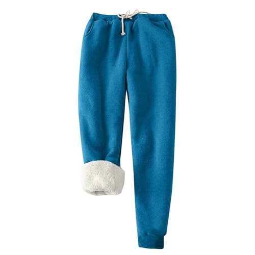 Jogginghose Damen Warme Fleece Sporthosen Winter Thermo Gefütterte Sweatpants Lang Baumwolle Freizeithose Elastische Taille Laufhose mit Taschen Yogahose Casual Sport Leggings Outdoor von EMATOP