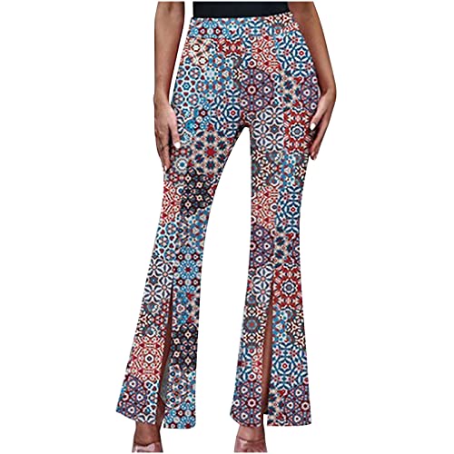 EMATOP Boho Hose Damen Jogginghose Bunte Weites Bein Hose Freizeithose Yogahose Frauen Elegant Luftig Lounge Pants Hausehose Trainingshose Female Stoffhose Wanderhose Sporthose mit Taschen von EMATOP