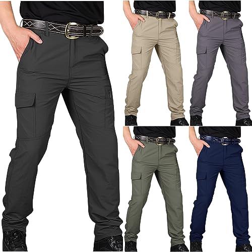 EMATOP Cargohose Herren Sport Outdoor Wanderhose Lang Vintage Arbeitshose Leichte Einfarbig Hose mit Multi Taschen Sporthose Baumwolle Casual Jogginghose Bequem Trekkinghose Chino Cargo Hosen von EMATOP