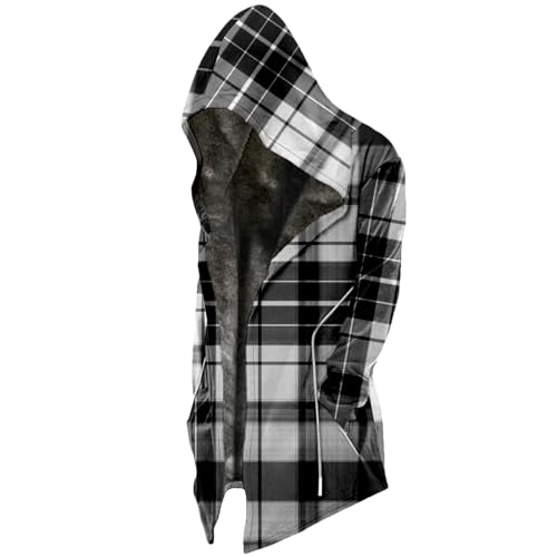 EMATOP College Jacke Herren Wärme Zipper Wintermantel Lässig Langarm Kapuzenjacke Arbeits Business Übergangsjacke mit Kapuze Fleecejacke Klassisch Kariertes Winterjacke Outdoor Mantel von EMATOP