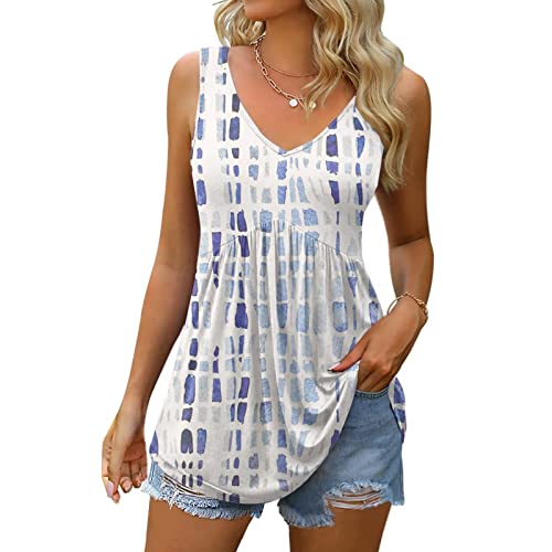 EMATOP Damen Ärmellos Tops Sommer Casual Tunika T-Shirts mit Glitzer Oberteile Freizeit Lose Sommershirts V-Ausschnitt Elegant Longshirt Leoparden Muster Tank Tops Baumwolle Sportshirt Frauen von EMATOP