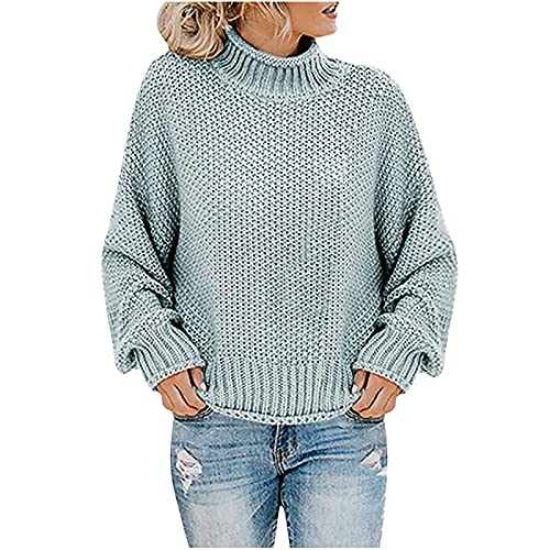 EMATOP Damen Baumwolle Rollkragenpullover Basic Einfarbig Pullover ohne Kapuze Langarm Sweatshirt Herbst Winter Warm Rollkragen Pulli Fleecepullover Strickpullover Angebot des Tages blitzangebot von EMATOP