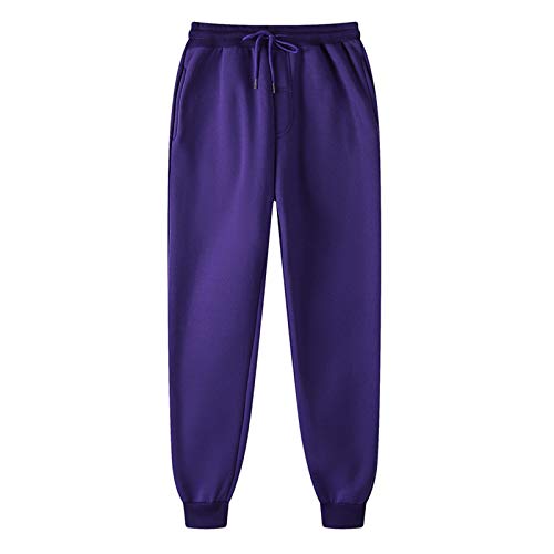 EMATOP Damen Baumwolle Sporthose High Waist Jogginghose Lang Warme Sweathose Casual Einfarbig Trainingshose Leicht Sport Freizeithose mit Taschen Kordelzug Laufhosen Weich Bequem Yogahose von EMATOP