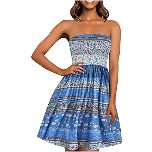 EMATOP Damen Boho Kleid Bandeau Sommerkleid Elegant Kurz Freizeitkleid Trägerlos Ärmellos Party Strandkleid Cocktailkleid Farbverlauf Blumen Druck Minikleid Stretch Hohe Taille Faltenkleid EMATOP Damen Boho Kleid Bandeau Sommerkleid Elegant Kurz Freizeitkleid Trägerlos Ärmellos Party Strandkleid Cocktailkleid Farbverlauf Blumen Druck Minikleid Stretch Hohe Taille Faltenkleid von EMATOP