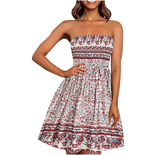 EMATOP Damen Boho Kleid Bandeau Sommerkleid Elegant Kurz Freizeitkleid Trägerlos Ärmellos Party Strandkleid Cocktailkleid Farbverlauf Blumen Druck Minikleid Stretch Hohe Taille Faltenkleid EMATOP Damen Boho Kleid Bandeau Sommerkleid Elegant Kurz Freizeitkleid Trägerlos Ärmellos Party Strandkleid Cocktailkleid Farbverlauf Blumen Druck Minikleid Stretch Hohe Taille Faltenkleid von EMATOP