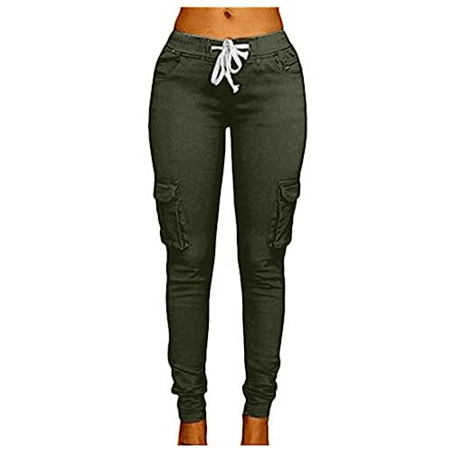 EMATOP Damen Cargo Hose Vintage Leichte Jogginghose Casual Sportlich Workout Wanderhose Schnell Trocknende Cargohose Einfarbig Elegant Sommerhose mit Taschen Sporthose Elastische Taille Stoffhose von EMATOP