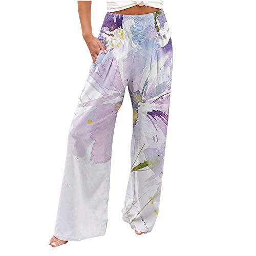 EMATOP Damen Freizeit Hose Sommerhose mit Kordelzug und Taschen Casual Einfarbig Freizeithose Bequeme Leinenhose aus Baumwolle Hose von EMATOP