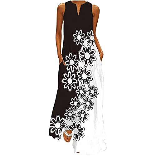 EMATOP Damen Kleid V Ausschnitt Kurzarm High Low Wickelkleid Rüschensaum Lange Freizeitkleider Sommer Strand Maxi Dress von EMATOP