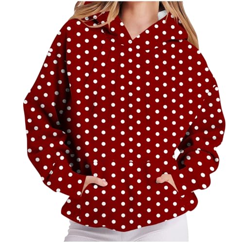 EMATOP Damen Langarm Hoodie Baumwolle Sport Sweatshirt mit Kapuze Langarmshirt Elegant Bequem Kapuzenpullover Casual Leicht Pulli Oberteile Mode Drucke Pullover Teenager Mädchen Hooded Tops von EMATOP