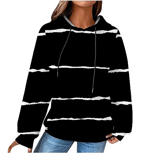 EMATOP Damen Langarm Kapuzenpullover Baumwolle Waffel Sweatshirt mit Kapuze Pulli Oberteil Shirts Streifen Pullover Herbst Winter Sport Hoodie Casual Lose Langarmshirt Kuschelig Kapuzenpulli von EMATOP