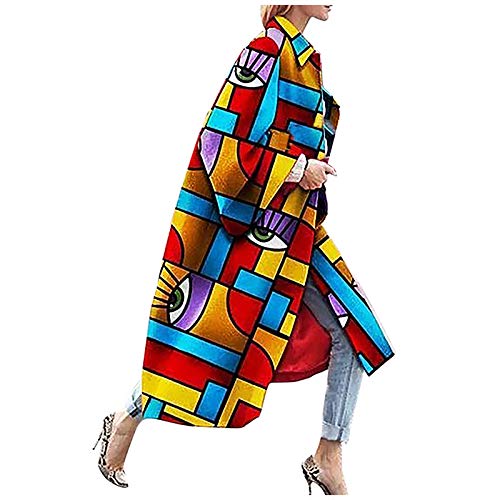 Damen Lange Mantel Elegante Trenchcoat Langarm Jacke Revers Winterjacke Winter Warm übergangsjacke Windbreaker Winddicht Softshelljacke Neuheit Druck Wintermantel Business Blazermantel von EMATOP