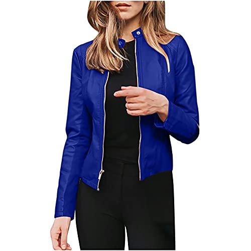 EMATOP Damen Lederjacke Revers Jacke Female Kunstlederjacke Reißverschluss Bikerjacke Weiche Kurz Mantel Bikerjacke Wildleder Winter Warm Sportlich Übergangsjacke Windjacke für Outdoor-Arten von EMATOP