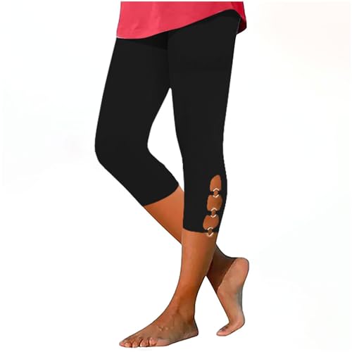 EMATOP Damen Leggings 3/4 Lange Caprihose High Waist Sporthose Slim Fit Blickdichte Yogahose Elegant Einfarbig Sportleggings Bequem Baumwolle Sporthose Sommer Leichte Jogginghose für Sport Gym von EMATOP
