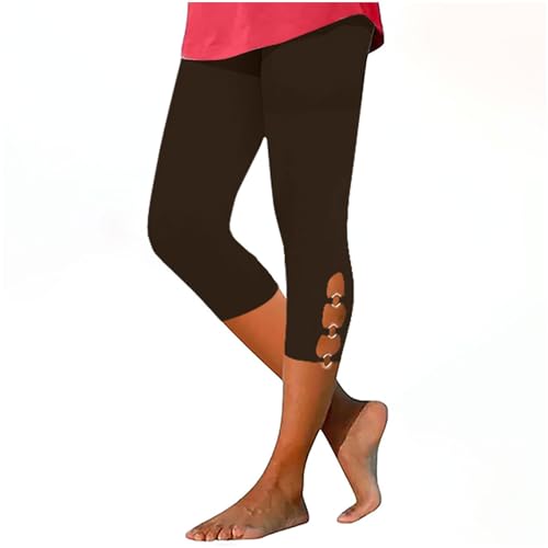 EMATOP Damen Leggings 3/4 Lange Caprihose High Waist Sporthose Slim Fit Blickdichte Yogahose Elegant Einfarbig Sportleggings Bequem Baumwolle Sporthose Sommer Leichte Jogginghose für Sport Gym von EMATOP