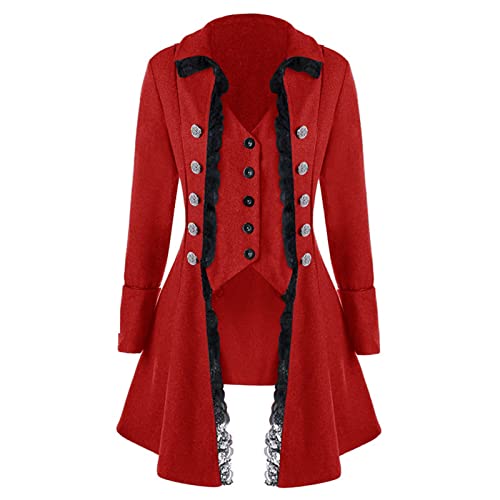 EMATOP Damen Mittelalter Jacke Winter Mäntel Winterjacke Steampunk Frack Wintermantel Gothic Softshelljacke Mode Outwear Gehrock Viktorianischen Cosplay Kostüm Smoking Uniform Kostüm Wollmantel von EMATOP