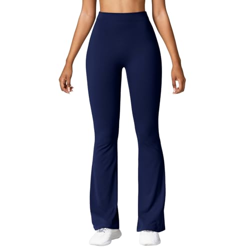 EMATOP Damen Sporthose Sommer Casual Schlaghose Hohe Taille Lang Yogahose Locker Fitness Jogginghose Einfarbig Baumwolle Leggings Elegant Palazzo Hose Weich Bequem Freizeithose Sommerhose von EMATOP