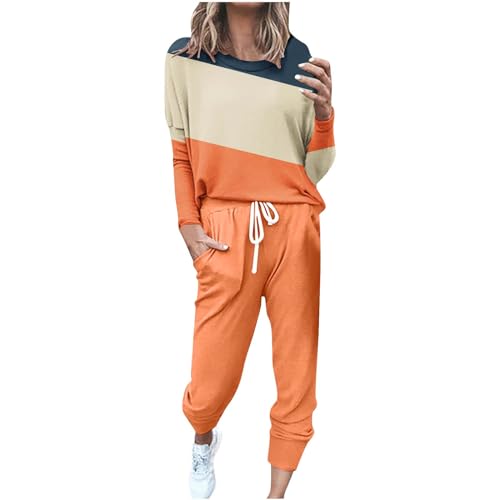 EMATOP Damen Trainingsanzug Casual Langarm Sweatshirt und Lange Hose Jogginganzug 2 Stücke Set Sportswear Baumwolle Sport Freizeitanzug Tracksuit Winter Yoga Outfit angebote des tages heute deal von EMATOP