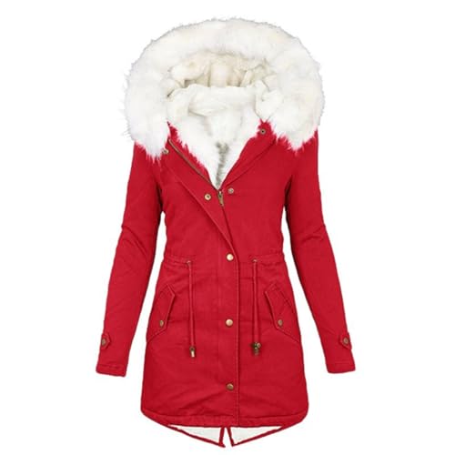 EMATOP Damen Warm Winterjacke Teddyfell Elegant Jacke Baumwolle Lange Wintermantel Fleece Gefüttert Steppjacke Einfarbig Parka Mantel Sportlich Skijacke Wanderjacke black friday 2023 von EMATOP